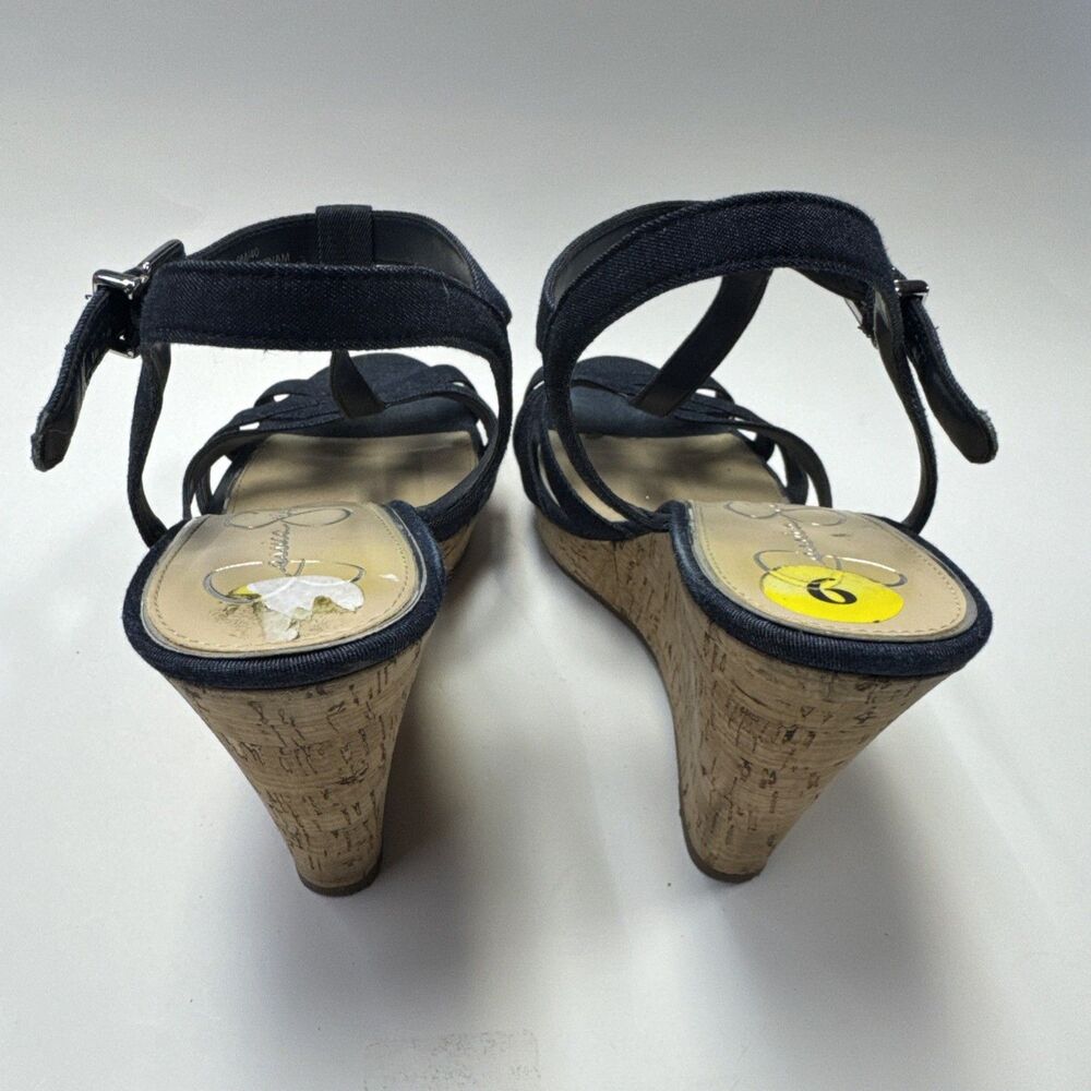 Jessica Simpson  Denim & Cork Wedge Sandals Blue Size 9 Strappy Cork. - Picture 4 of 9